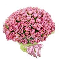 Букет из 101 розового пионовидного тюльпана